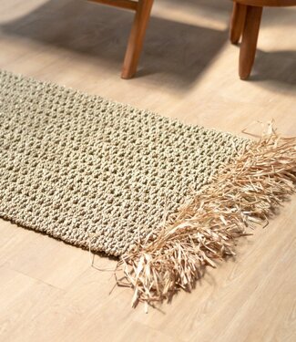 Soeji Zeegras vloerkleed met kwastjes 120x60 cm geweven Boho tapijt gemaakt van zeegras BARA