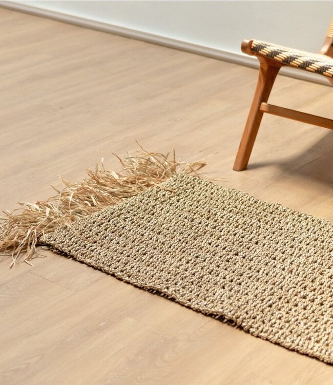 Zeegras vloerkleed met kwastjes 120x60 cm geweven Boho tapijt gemaakt van zeegras BARA