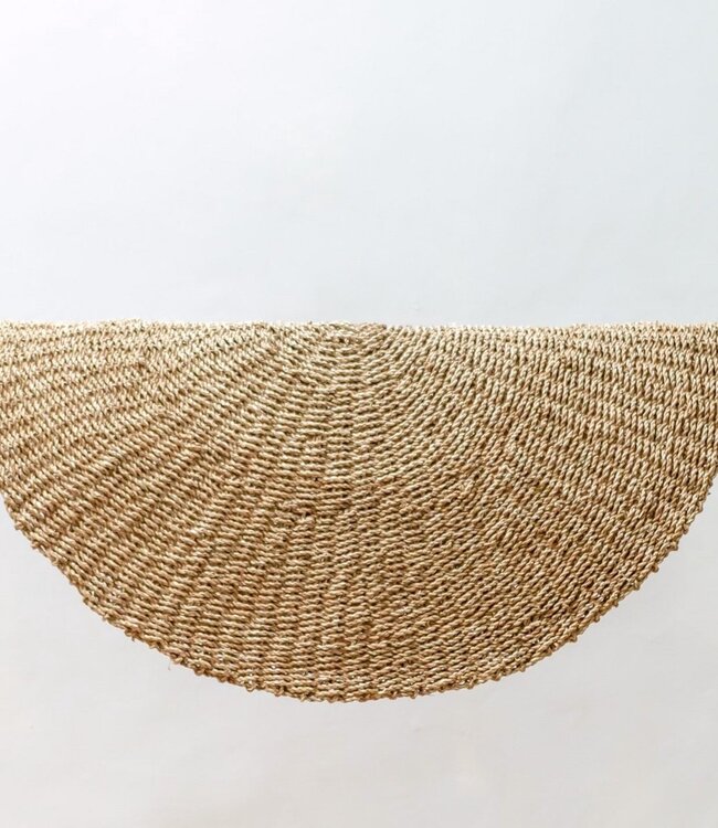Zeegrasvloerkleed rond 100/120 cm – vloerkleed in bohostijl – rond vloerkleed naturel – handgeweven beige natuurvloerkleed (2 maten) LOKA