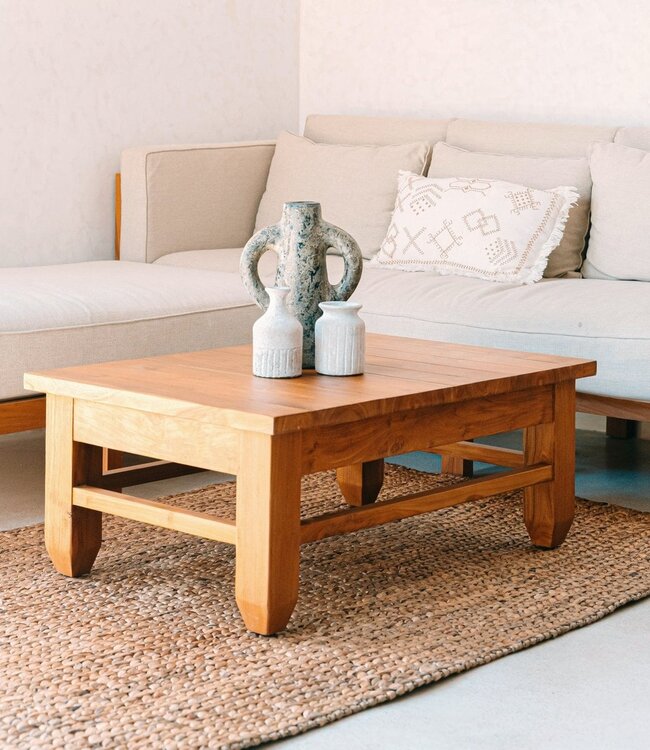 Vierkant Boho-vloerkleed gemaakt van natuurlijke vezels-handgeweven vloermat-rechthoekig bruin tapijt-groot water hyacint tapijt 180x115 cm sawah