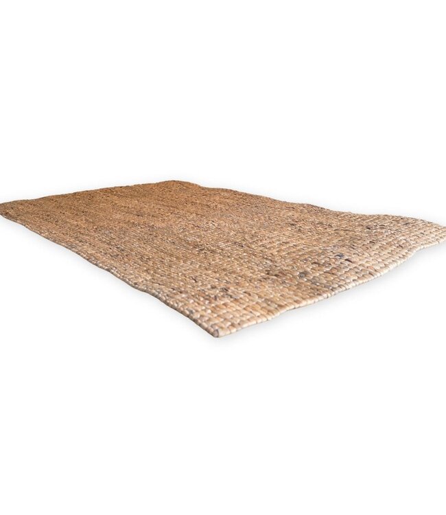 Vierkant Boho-vloerkleed gemaakt van natuurlijke vezels-handgeweven vloermat-rechthoekig bruin tapijt-groot water hyacint tapijt 180x115 cm sawah