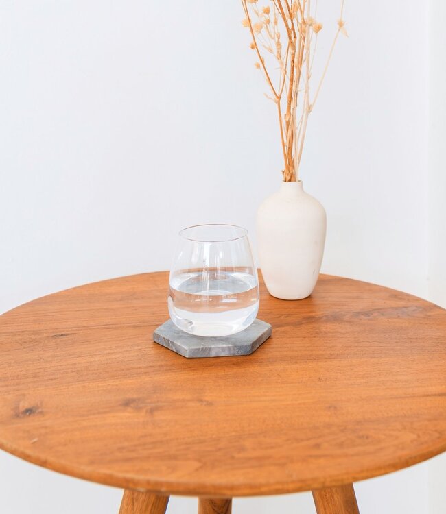 Marmeren onderzetters grijs – zeshoekige onderzetters voor mokken of glazen – handgemaakte onderzetters set van 4 of 8 INAI (grijs)