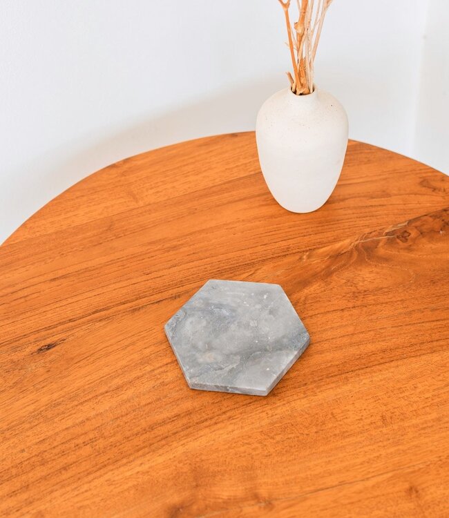 Marmeren onderzetters grijs – zeshoekige onderzetters voor mokken of glazen – handgemaakte onderzetters set van 4 of 8 INAI (grijs)