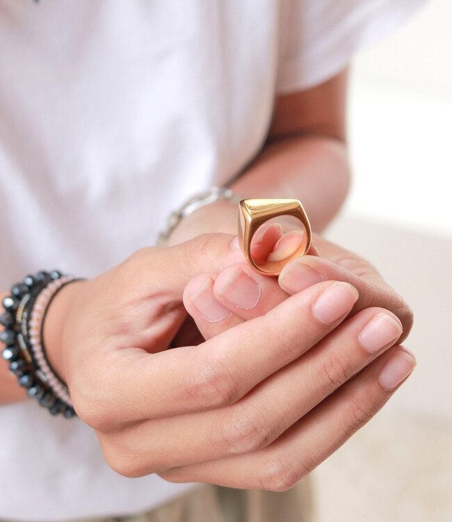 Minimalistische ring 18k verguld - gouden ring 925 zilver goud vermeil - driehoekige statement ring - JIMBARAN