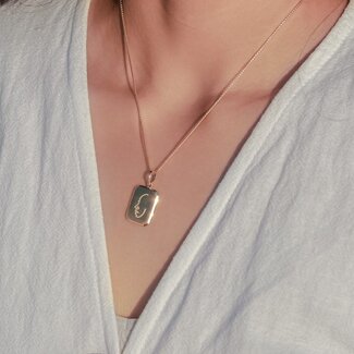 Soeji Sierlijke ketting 18k verguld - gouden 40 cm ketting gemaakt van 925 zilver goud vermeil - hanger met gegraveerd gezicht - LOVINA goud