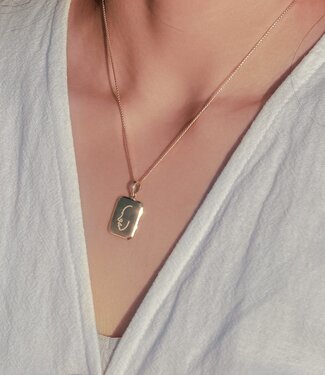 Soeji Sierlijke ketting 18k verguld - gouden 40 cm ketting gemaakt van 925 zilver goud vermeil - hanger met gegraveerd gezicht - LOVINA goud