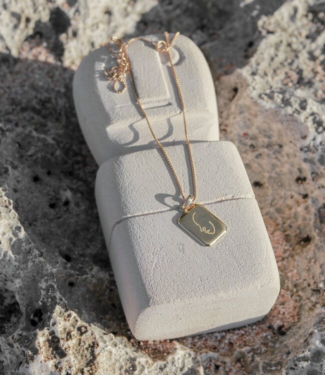 Sierlijke ketting 18k verguld - gouden 40 cm ketting gemaakt van 925 zilver goud vermeil - hanger met gegraveerd gezicht - LOVINA goud