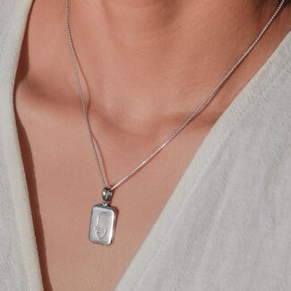 Soeji Sierlijke ketting met hanger - zilveren 40 cm ketting gemaakt van 925 zilver - abstract gezicht gegraveerd - LOVINA zilver
