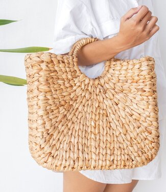 Soeji Geweven zomertas | Boodschappentas SAMBAS gemaakt van waterhyacint