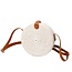Ronde rotan tas witte handgemaakte crossbody tas met synthetische lederen riemen schoudertas Boho Bali tas SENJA (wit)