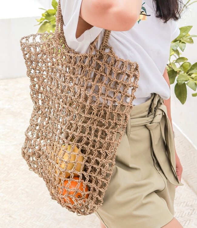 Tas van raffiakoord | Handgeweven herbruikbare boodschappentas CANANG