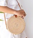 Ronde rotan tas beige handgemaakte crossbody tas met synthetische lederen riemen schoudertas Boho Bali tas SENJA (natuurlijk)