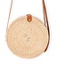 Ronde rotan tas beige handgemaakte crossbody tas met synthetische lederen riemen schoudertas Boho Bali tas SENJA (natuurlijk)