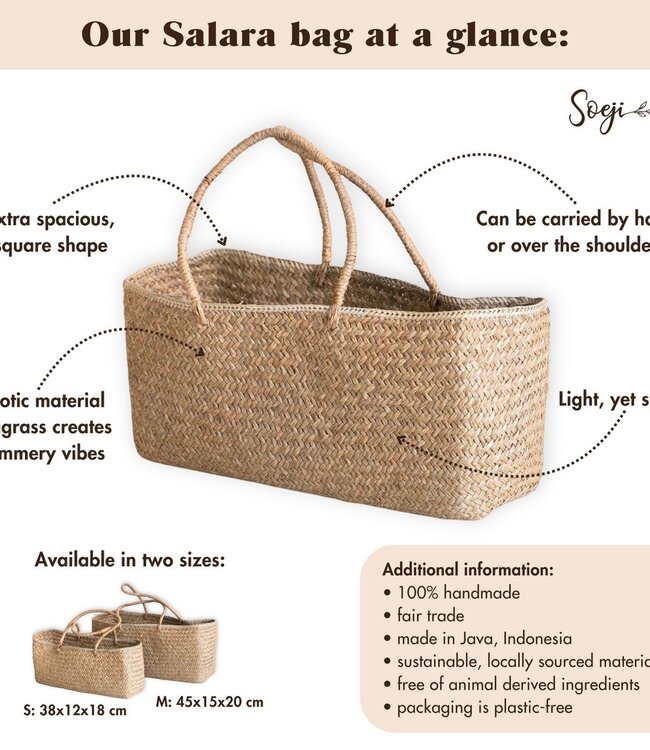 Handwoven tas gemaakt van zeegras salara (2 maten)