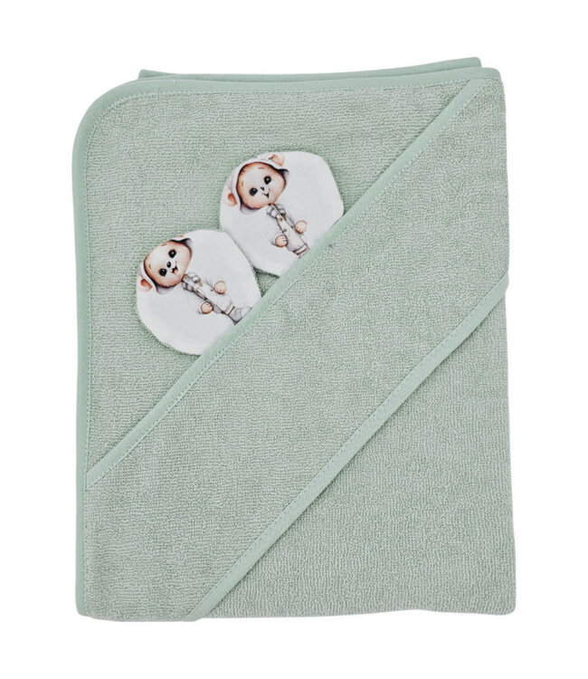 Bamboe badcape Tuinierbeer/Munt