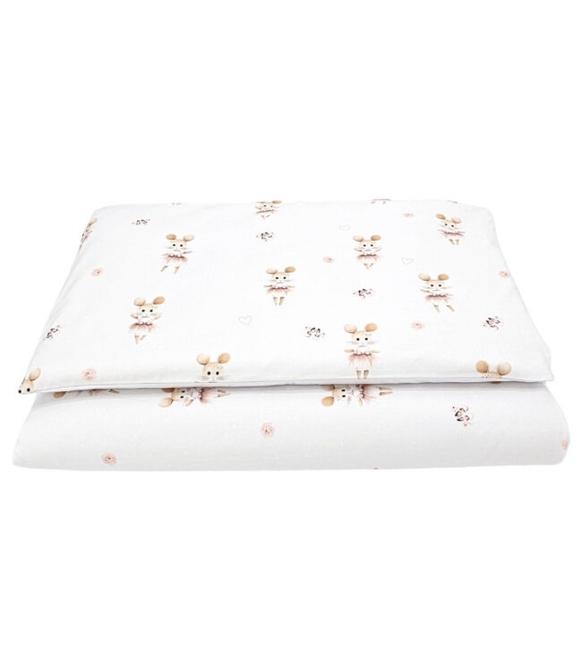 Bedrukt katoenen beddengoed - 2-delig 120x90 cm BALLERINA MOUSE