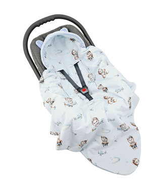 EkoKids Slaapzak voor babyautostoeltje fluweel, geschikt voor 3- en 5-puntsgordels PILOT BEAR