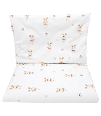 EkoKids Gedrukt katoenen beddengoed - 2-delig 135 x 100 cm Ballerina Muis