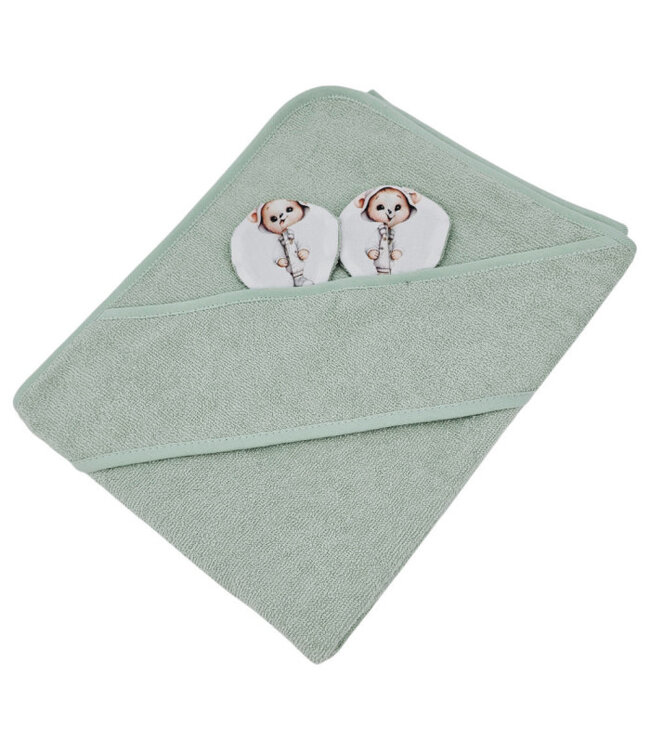 Bamboe badcape Tuinierbeer/Munt