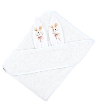 EkoKids Katoenen badjas BALLERINA-MUIS/WIT