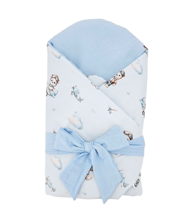 Bedrukte inbakerdoek van katoen en mousseline met Coconut PILOT BEAR