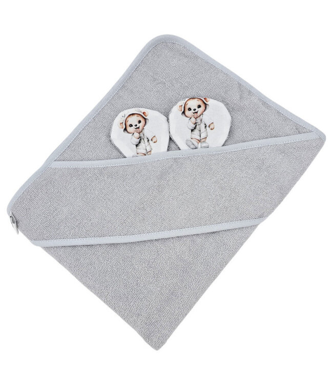 Bamboe badcape TUINIER BEER/GRIJS