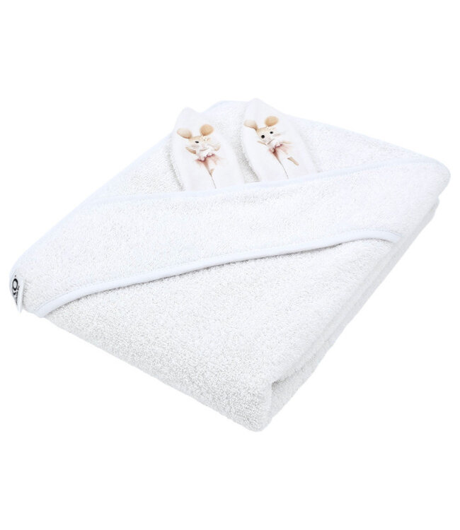 Katoenen badjas BALLERINA-MUIS/WIT