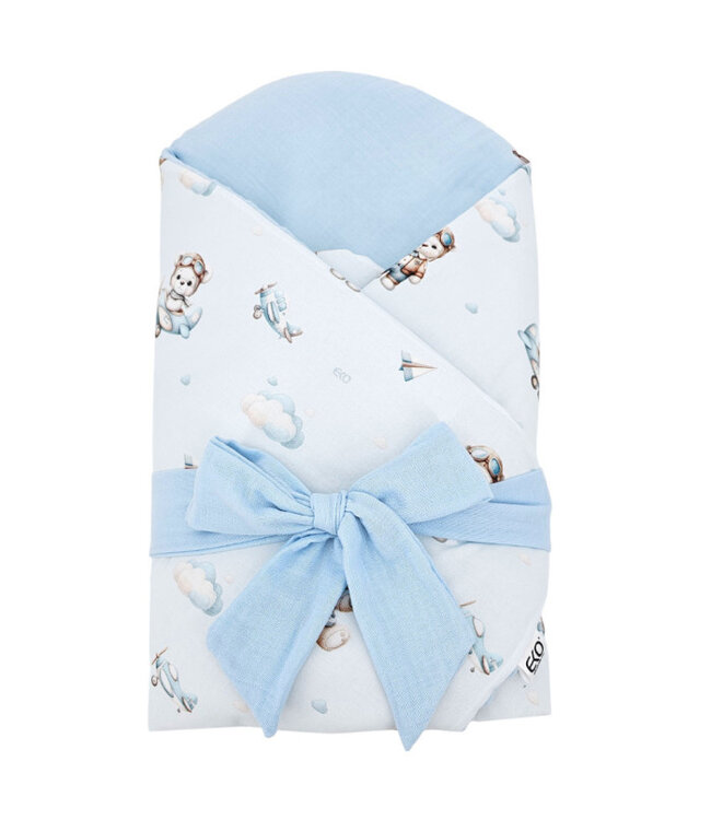 Bedrukte inbakerdoek van katoen en mousseline met Coconut PILOT BEAR