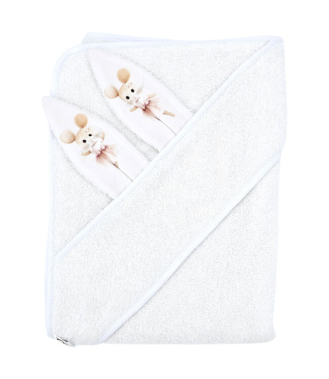 Katoenen badjas BALLERINA-MUIS/WIT