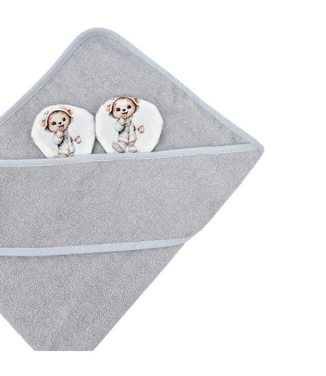 Bamboe badcape TUINIER BEER/GRIJS