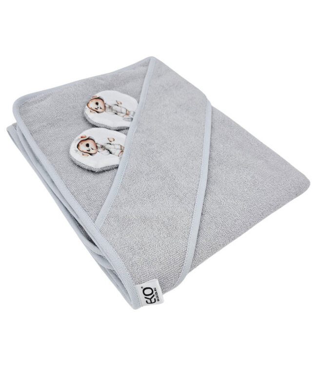 Bamboe badcape TUINIER BEER/GRIJS