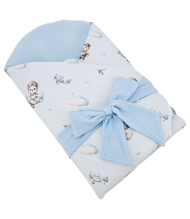 Bedrukte inbakerdoek van katoen en mousseline met Coconut PILOT BEAR