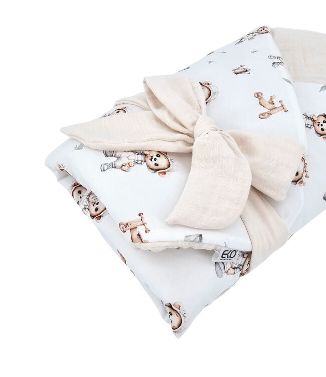 Bedrukt inbakerdoek van katoen en mousseline met kokos GARDENER BEAR