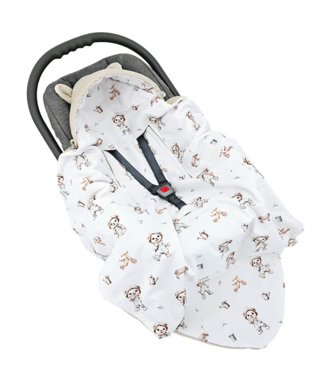 Babyautostoel slaapzak fluweel 3- en 5-puntsgordels Tuinierbeer