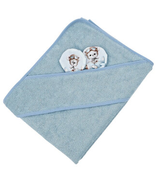 EkoKids Bamboe badcape Pilootbeer/blauw