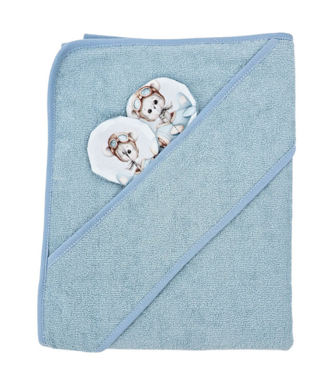 Bamboe badcape Pilootbeer/blauw