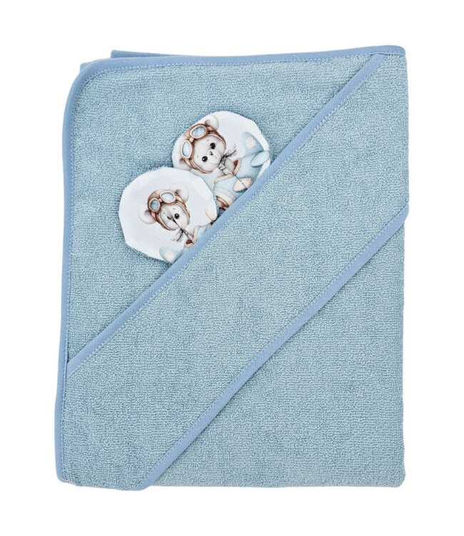 Bamboe badcape Pilootbeer/blauw