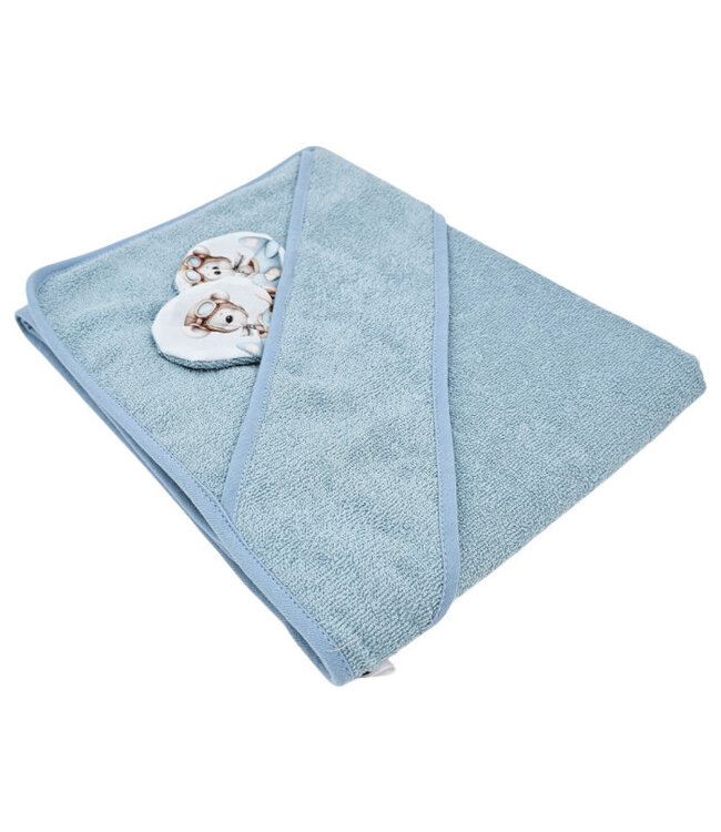 Bamboe badcape Pilootbeer/blauw