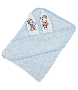 EkoKids Katoenen badjas PILOT BEER/LICHTBLAUW