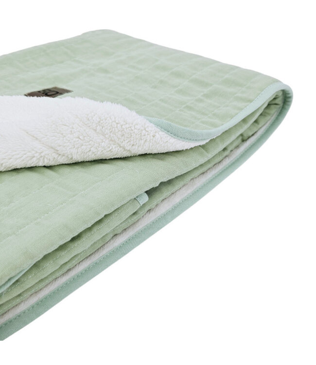 Gewatteerde mousseline deken met bont, mint