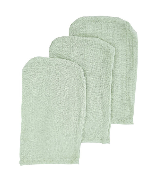 Mousseline washandjes mix 3 stuks mint