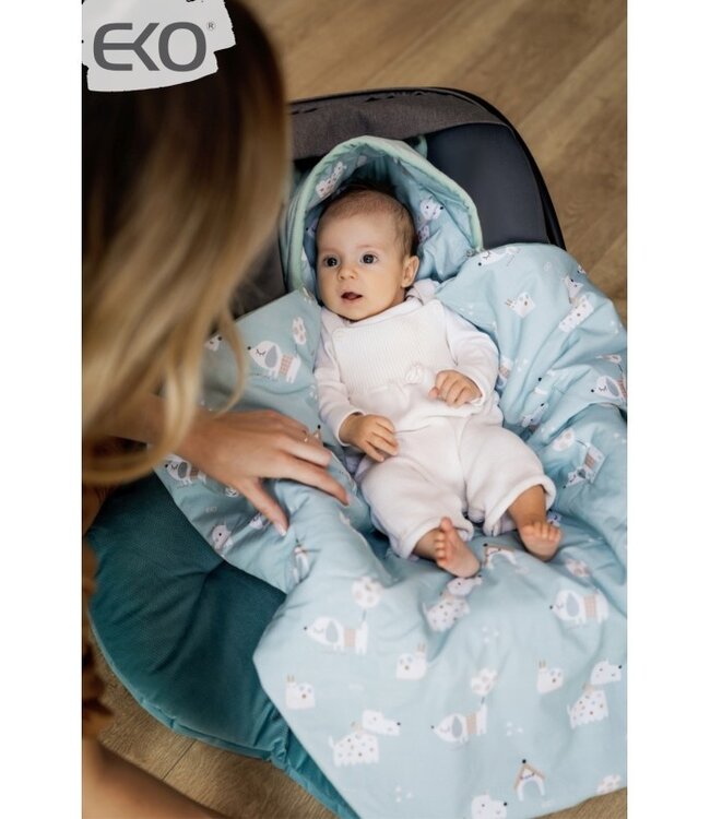 Fluwelen slaapzak voor babyautostoeltje, geschikt voor 3- en 5-puntsgordels, bijen