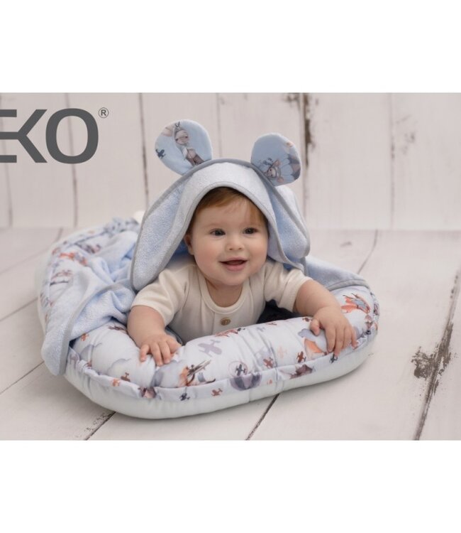 Bamboe badjas GIRAFFE/BLAUW