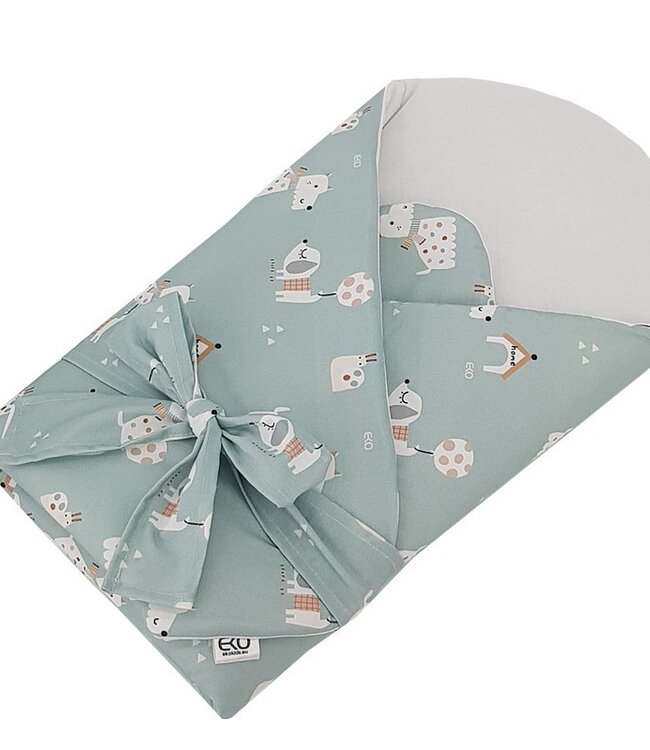 Bedrukte katoenen wikkeldoek met kokos- en hondenprint