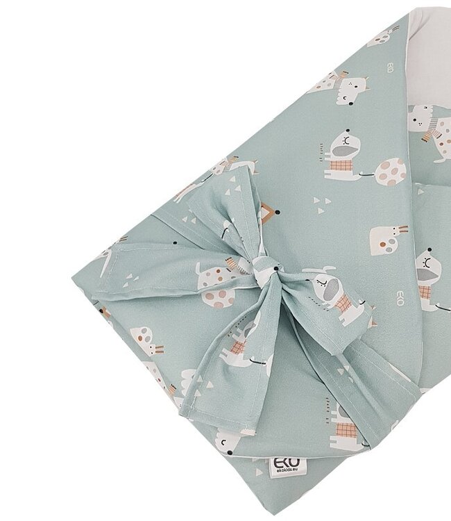 Bedrukte katoenen wikkeldoek met kokos- en hondenprint