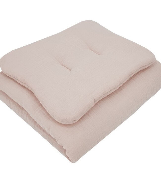 Mousseline wiegbeddengoedset roze