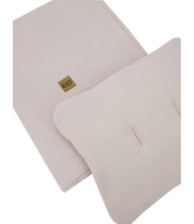 Mousseline wiegbeddengoedset roze