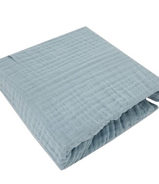 EkoKids Mousseline hoeslaken met elastiek 120 x 60 cm blauw