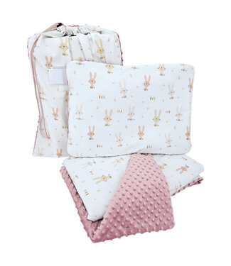 EkoKids Beddengoedset voor kleuters 100 x 135 cm met tas BUNNY