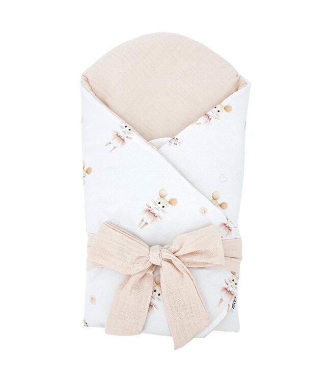 Bedrukt wikkeldoek van katoen en mousseline met kokos ballerina-muis